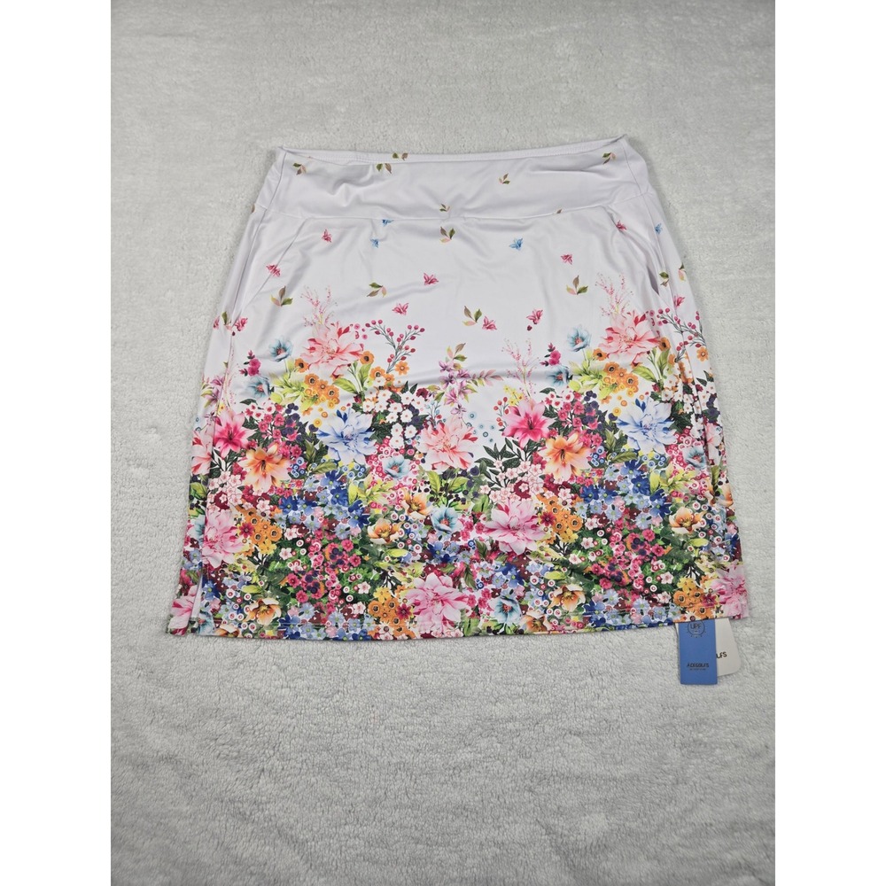 Acegolfs Womens Floral Golf Skort White Multi Color Active Tennis Skirt S NWT